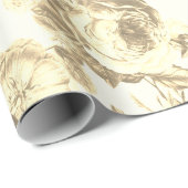 Elegante Toile Chic Sepia Beige Rozen Cadeaupapier (Rol Hoek)