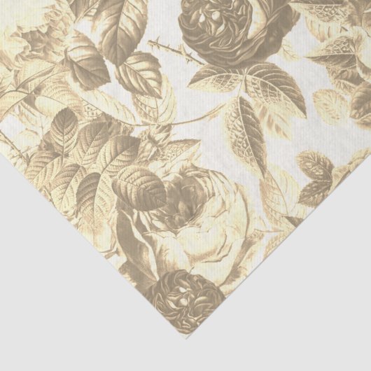 Elegante  Toile Chic Sepia Beige Rozen Tissuepapier (Detail)