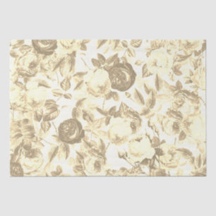 Elegante  Toile Chic Sepia Beige Rozen Tissuepapier