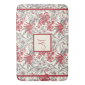 Elegante Toile de Jouy Deep Red en subtiel grijs Badmat (Voorkant Verticaal)