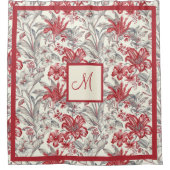 Elegante  Toile de Jouy Grey en Deep Red Douchegordijn (Voorkant)