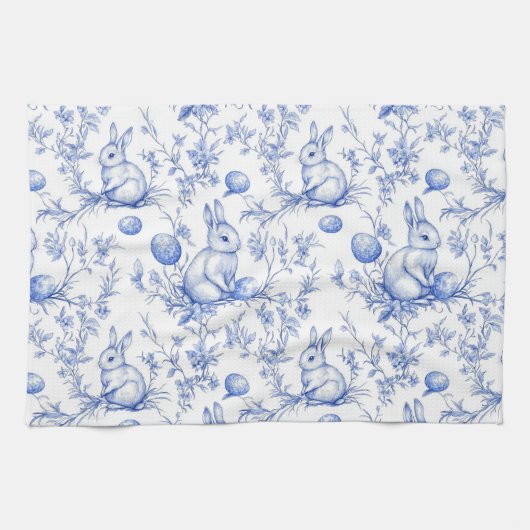 Elegante Toile de Jouy Paashaas Theedoek (Horizontaal)