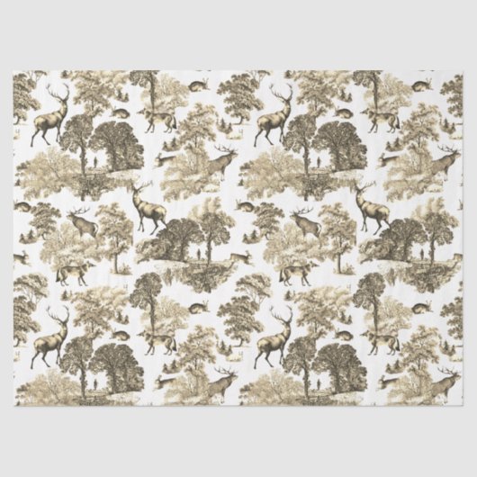 Elegante  Toile Dieren Bos Dik Tissuepapier (Voorkant)