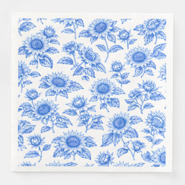 Elegante Toile du Jouy Zonnebloemen – Blauwe Botan Servet