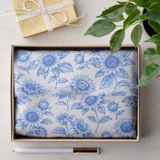 Elegante Toile du Jouy Zonnebloemen – Blauwe Botan Tissuepapier