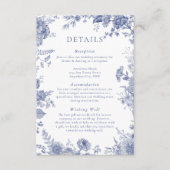 Elegante Toile Franse Blauwe Bloemen Enclosure Kaa Informatiekaartje (Voorkant)