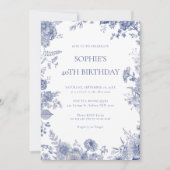 Elegante Toile Franse Blauwe Toile 40e verjaardag Kaart (Voorkant)