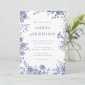 Elegante Toile Franse Blauwe Toile 40e verjaardag Kaart (Staand voorkant)