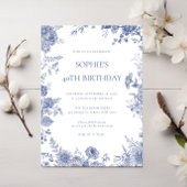 Elegante Toile Franse Blauwe Toile 40e verjaardag Kaart