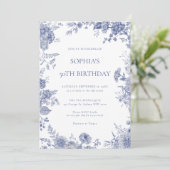 Elegante Toile Franse Blauwe Toile 50e verjaardag Kaart (Staand voorkant)