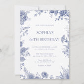 Elegante Toile Franse Blauwe Toile 60e verjaardag Kaart (Voorkant)