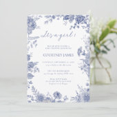 Elegante Toile Franse Blauwe Toile Het is een meis Kaart (Staand voorkant)