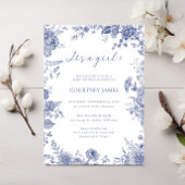 Elegante Toile Franse Blauwe Toile Het is een meis Kaart