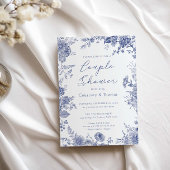 Elegante Toile Franse Blauwe Toile paar douche Kaart