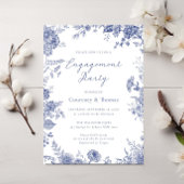 Elegante Toile Franse Blauwe Toile verlovingsfeest Kaart