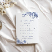 Elegante Toile Franse Blauwe Tuin Bloemen Kaart