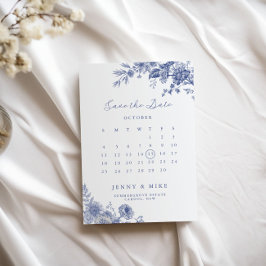 Elegante Toile Franse Blauwe Tuin Bloemen Kaart