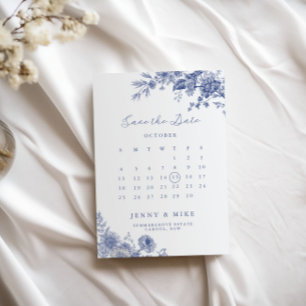 Elegante Toile Franse Blauwe Tuin Bloemen Kaart