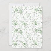 Elegante Toile Franse Saliegroene Bloemige Bruilof Kaart (Achterkant)
