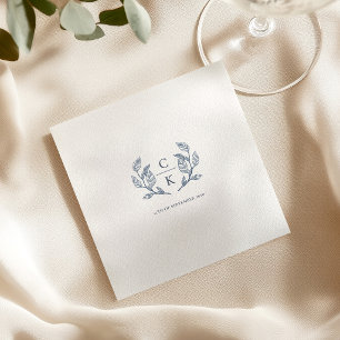 Elegante Toile Monogram Crest Trouwblauw Frans Servet