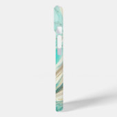 Elegante Topaz Blauwe Goud Aderen Marmer Monogram Case-Mate iPhone Case (Achterkant / Links)