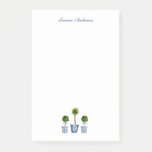 Elegante topiary in blauwe en witte potten  post-it® notes