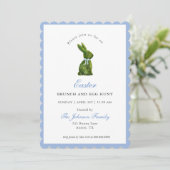Elegante Topiary Konijn Paasbrunch Kaart (Staand voorkant)