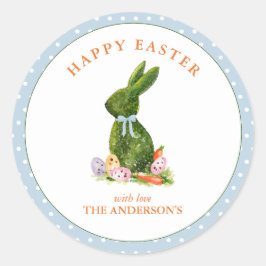 Elegante Topiary Pasen Konijn met eieren Ronde Sticker