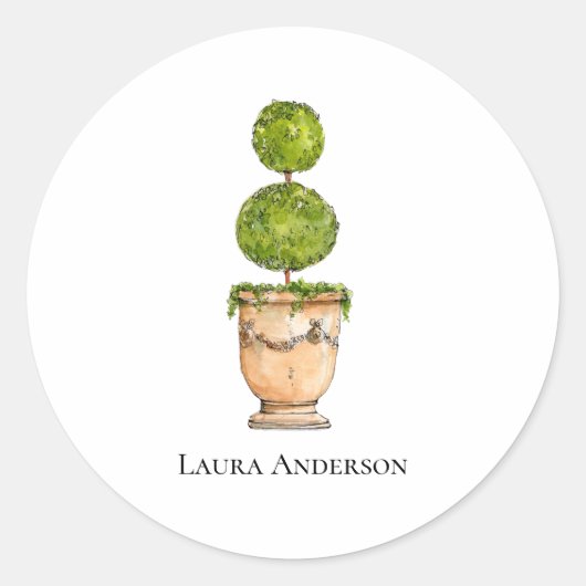 Elegante topiary watercolor sticker (Voorkant)