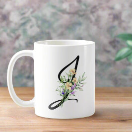 Elegante Topografie Letter "J" Waterverf Flowers Koffiemok