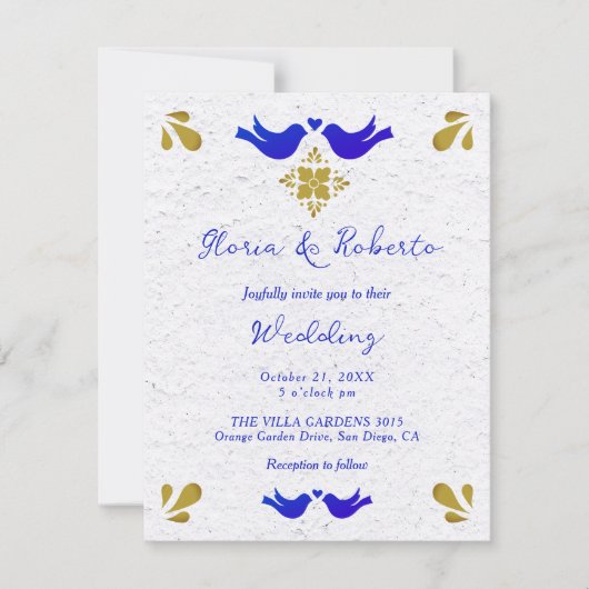 Elegante Tortelduifjes Mexicaanse bruiloft Kaart (Voorkant)