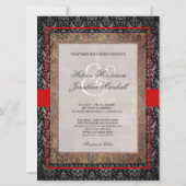 Elegante Toscaanse Damask bruiloft uitnodiging (Achterkant)