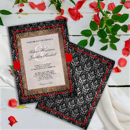Elegante Toscaanse Damask bruiloft uitnodiging