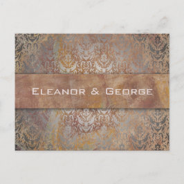 Elegante  Toscaanse Damast bruiloft RSVP Uitnodiging Briefkaart