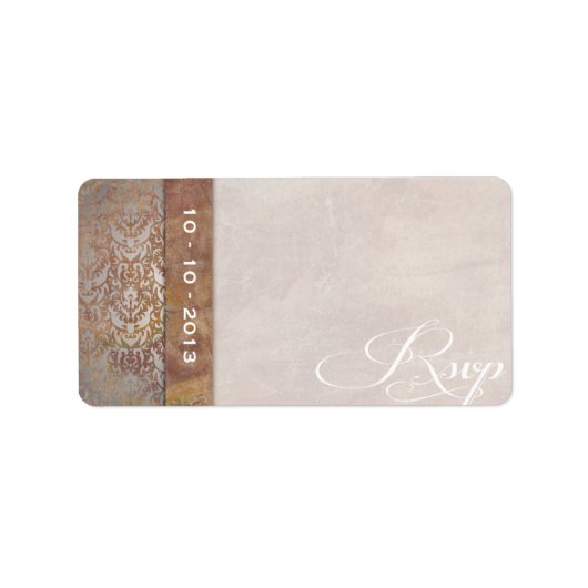 Elegante Toscaanse Damast Italiaanse RSVP Etiket (Voorkant)