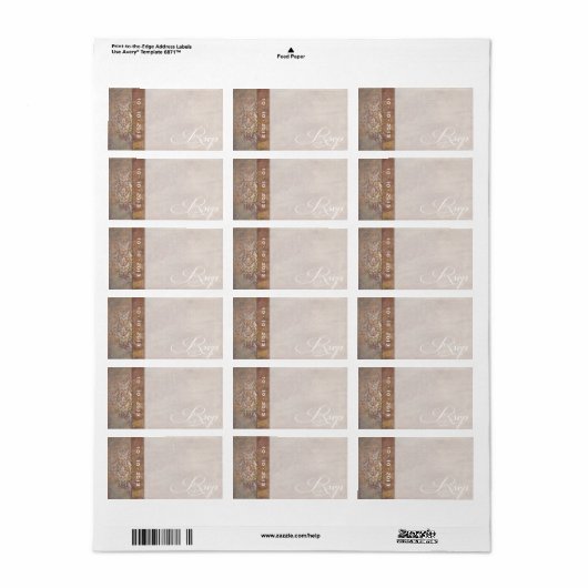 Elegante Toscaanse Damast Italiaanse RSVP Etiket (Full Sheet)