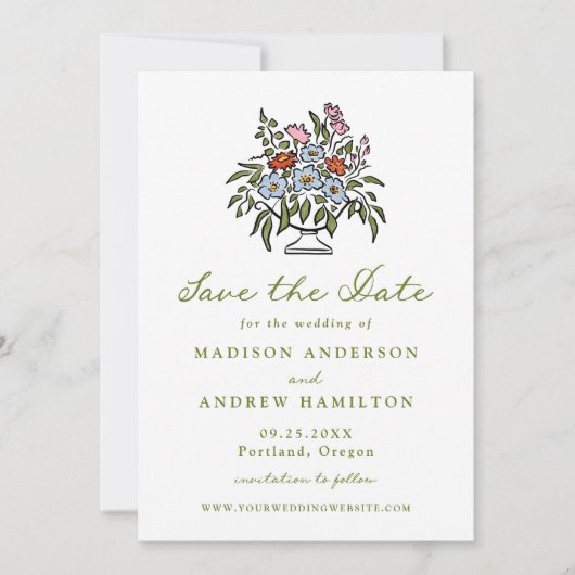 Elegante Toscaanse zonsondergang Blooms Foto Save The Date (Voorkant)