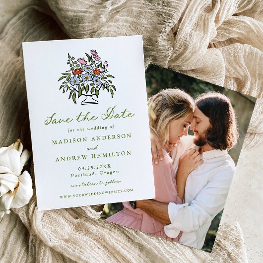 Elegante Toscaanse zonsondergang Blooms Foto Save The Date