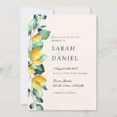 Elegante Toscana Bruiloft Beige Groene uitnodiging (Voorkant)