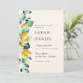 Elegante Toscana Bruiloft Beige Groene uitnodiging (Staand voorkant)