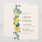 Elegante Toscana Bruiloft Beige Groene uitnodiging (Voorkant / Achterkant)