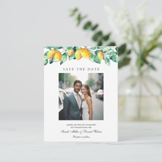 Elegante Toscana foto bruiloft Save The Date (Staand voorkant)