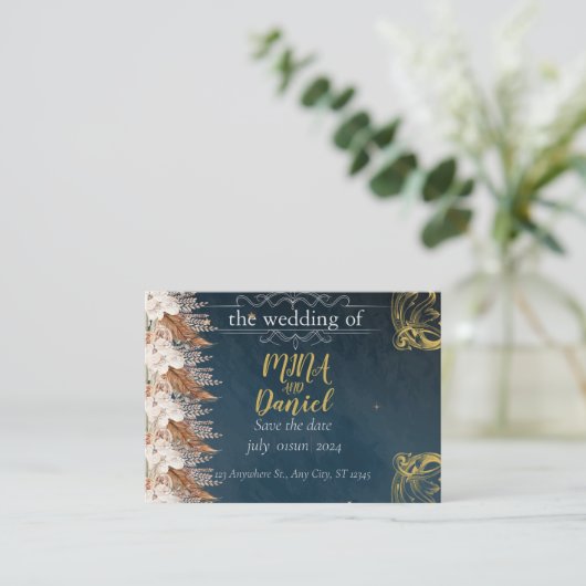 Elegante touch bruiloft informatiekaartje (Staand voorkant)