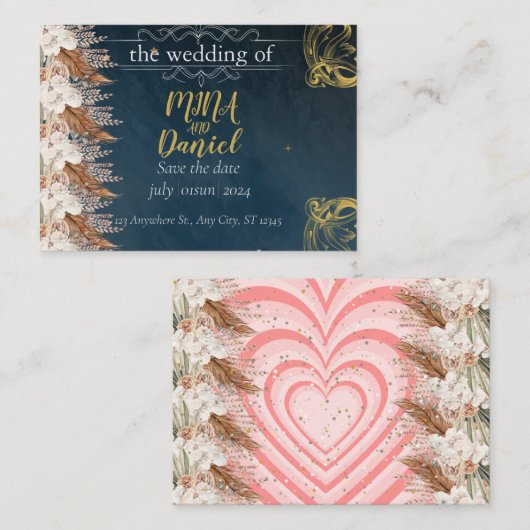 Elegante touch bruiloft informatiekaartje (Voorkant / Achterkant)