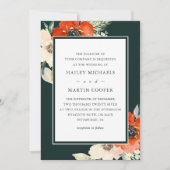 Elegante Tradities Rode Bloemen Boeket bruiloft Kaart (Voorkant)