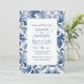 Elegante Traditionele Blauw en Wit Gegraveerde Dam Kaart (Staand voorkant)