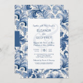 Elegante Traditionele Blauw en Wit Gegraveerde Dam Kaart (Voorkant / Achterkant)