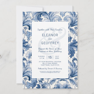 Elegante Traditionele Blauw en Wit Gegraveerde Dam Kaart