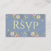 Elegante Traditionele Bloemen Dusty Blue Wedding R Informatiekaartje (Achterkant)