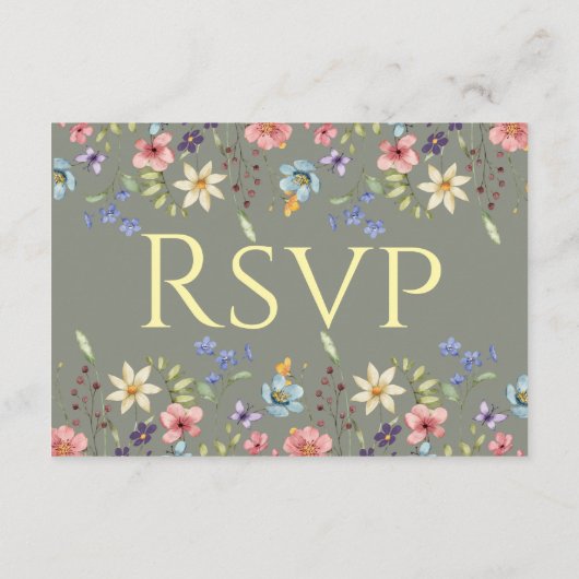 Elegante Traditionele Bloemensalie Groene bruiloft Informatiekaartje (Achterkant)